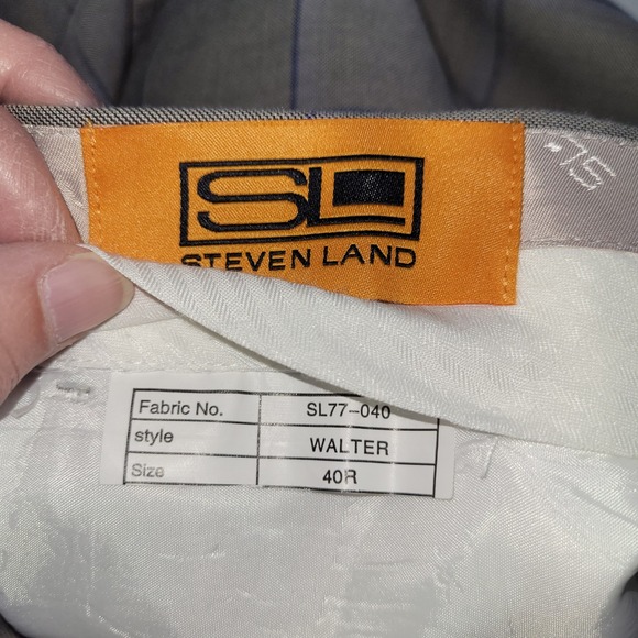 Steven Land Suit Mens 3 Piece Walter SL77 Blazer Vest 46R Pants 40R Gray Plaid - Picture 14 of 16